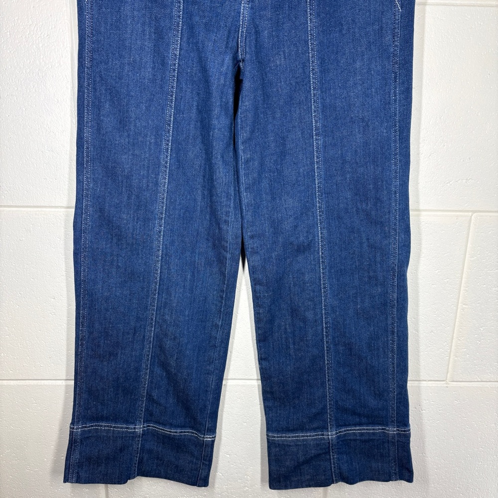 Pilcro Anthropologie Seamed High Rise Wide Leg Jeans Pants Size Petite 27 Dark - Picture 5 of 14